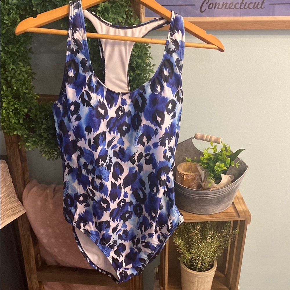 Blue Leopard Print One Piece Women’s Swimsuit
